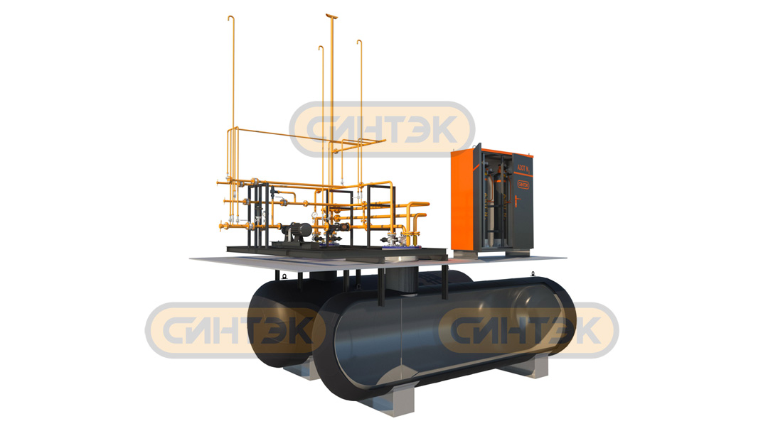 Конструкция технологических систем СИНТЭК-ПД на базе двух подземных газгольдеров производства Завода ГазСинтез