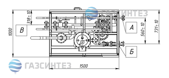 Габаритный чертеж электрической испарительной установки СИНТЭК-И-Э-50